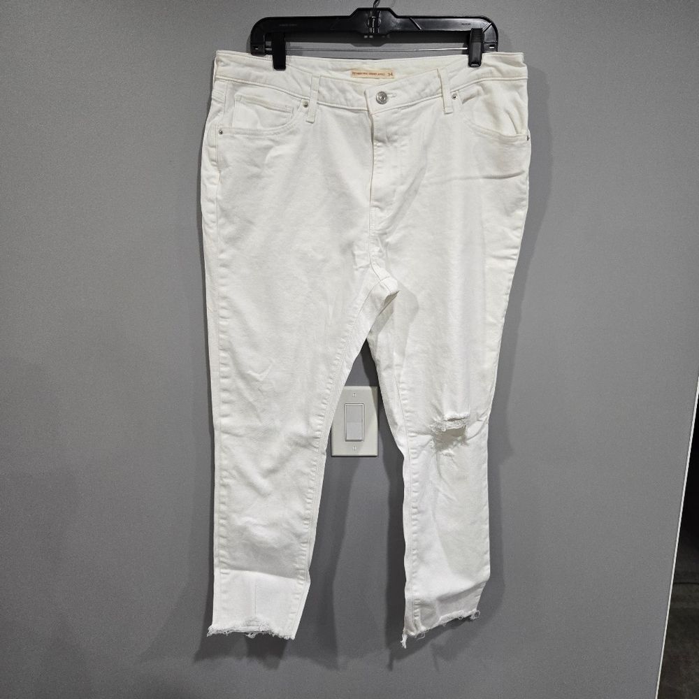 🐢 Levi's High Rise Skinny Ankle Jeans Jeggings Size 34 White. Like New.